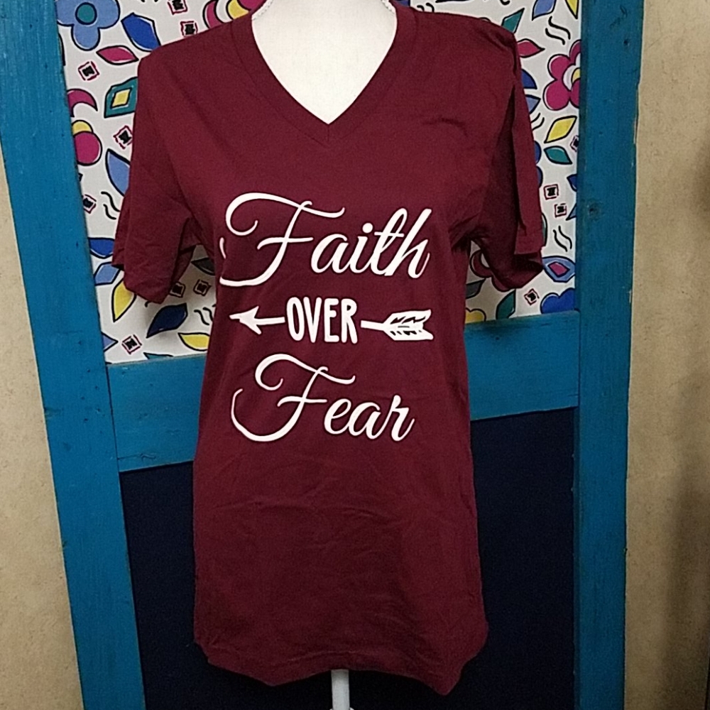 Faith over fear vneck tee